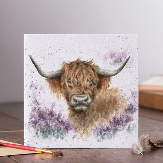 'Highland Heathers' Highland Cow Card