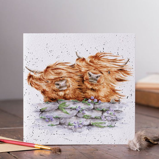 'Blown Away' Highland Cow Card